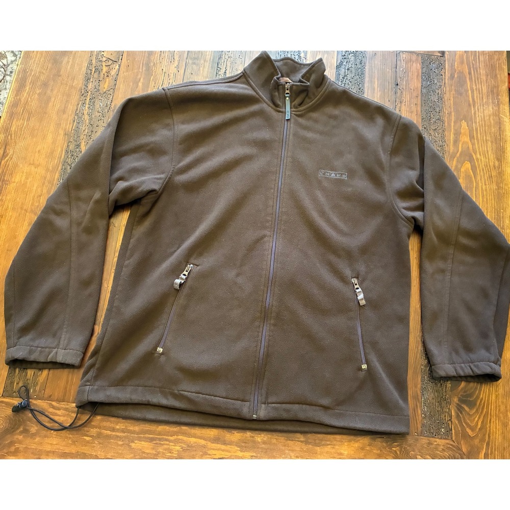 Chaps Brown Fleece Full Zip Jacket, Men's size Large